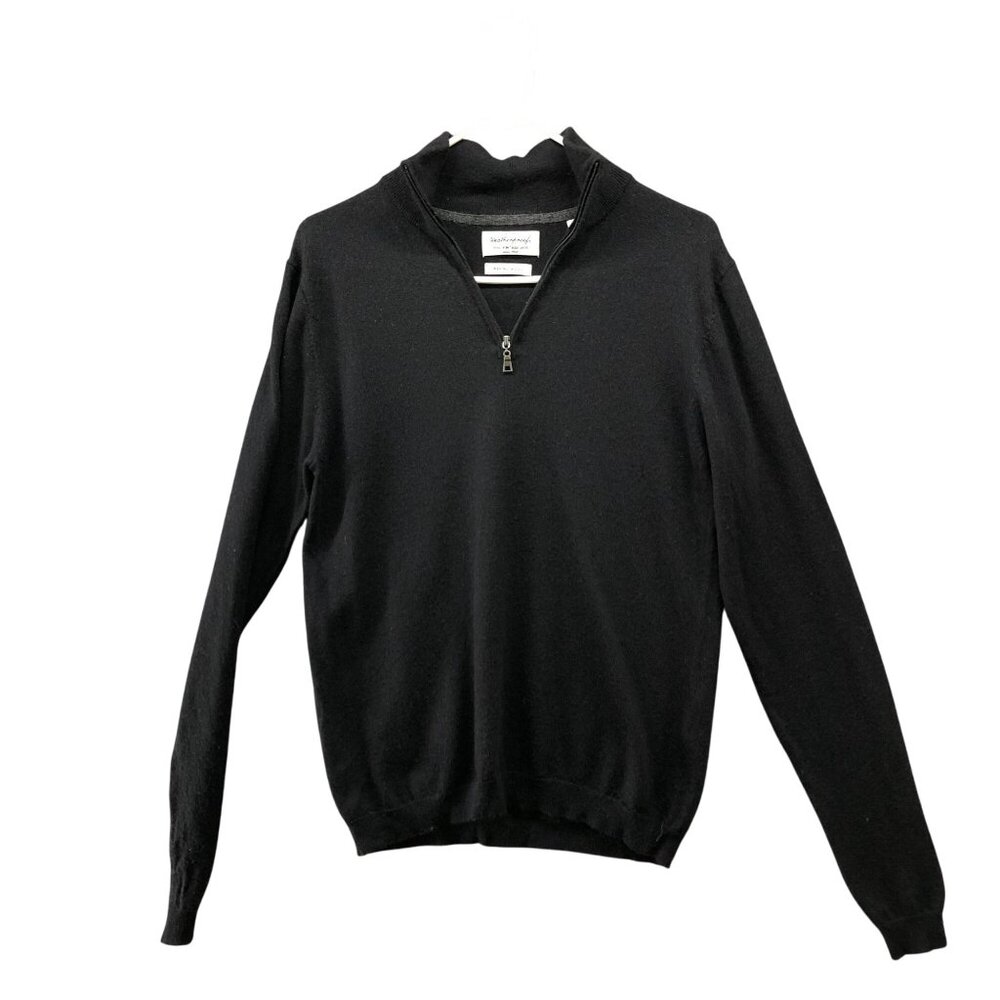 Weatherproof Vintage 100% Merino Wool 1/4 Zip Sweater Mens‎ S Black